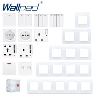 diy glass frame wall light button switch power socket electrical outlet white glass pc function key diy free s6 series wallpad
