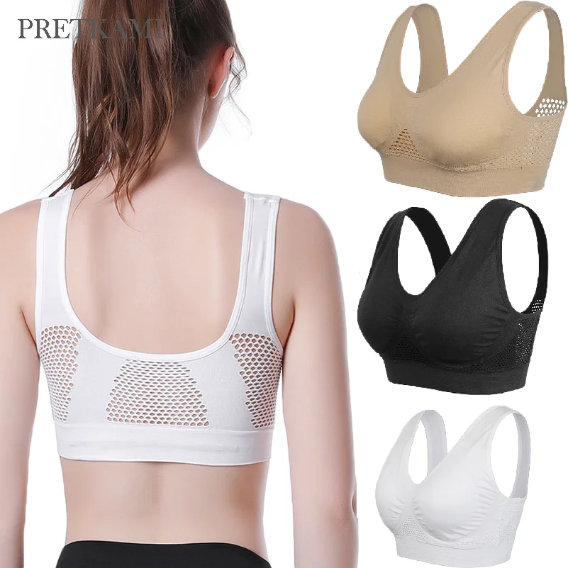 

NEW Women Sports Bras, Hollow Out Breathable Women Padded BRA crop Top,Gym Running Fitness Yoga Sports Tops Plus Size S-3XL