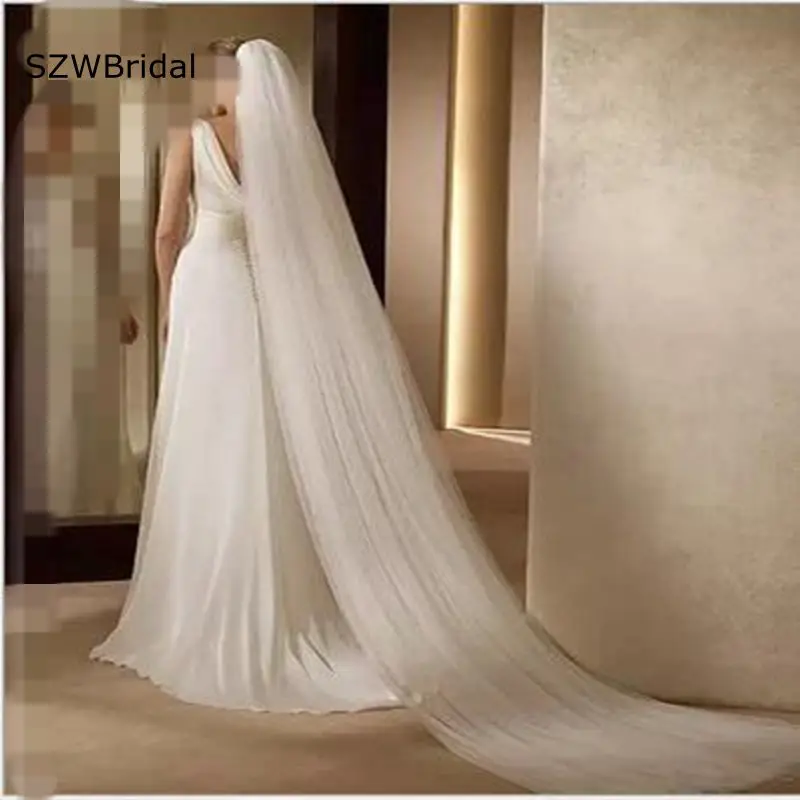 

New Arrival Tulle White Ivory Wedding veils Cut edge 3 Meter Bridal Veil Long Wedding accesorios novia boda Velos novia