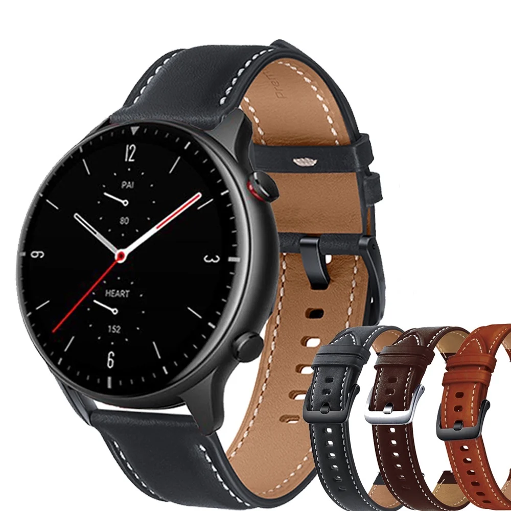 

Ремешок из натуральной кожи для Huami Amazfit GTR 2 2E, деловой браслет для часов Amazfit GTR 47 мм GTR 3 3 Pro, 22 мм