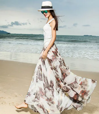 На заказ облегающие женские юбки шифоновые летние с цветочным принтом и высокой