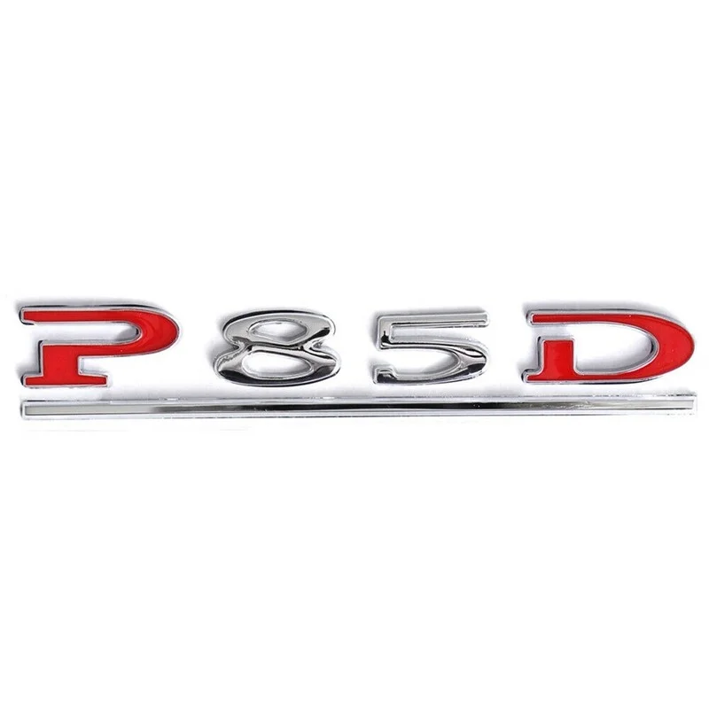 

1x 3D Silver Red P85D Car Fender Rear Trunk Letter Emblem for Tesla Model X Model S