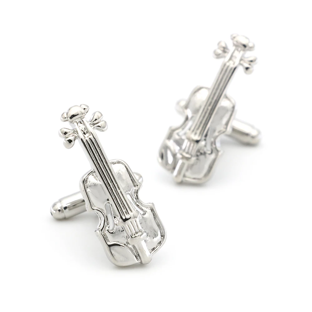 Бесплатная доставка Музыкальные запонки скрипки дизайн серебряный цвет