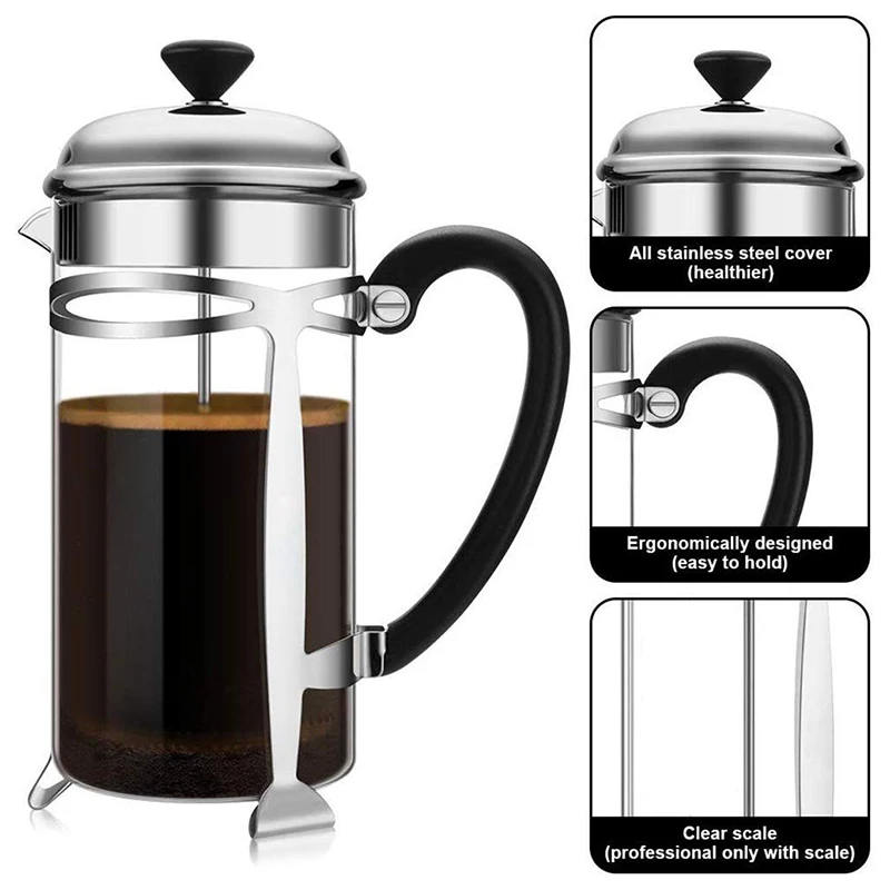 Soulhand Френч-пресс для приготовления кофе Термостойкое Стекло Чайник Легко моется