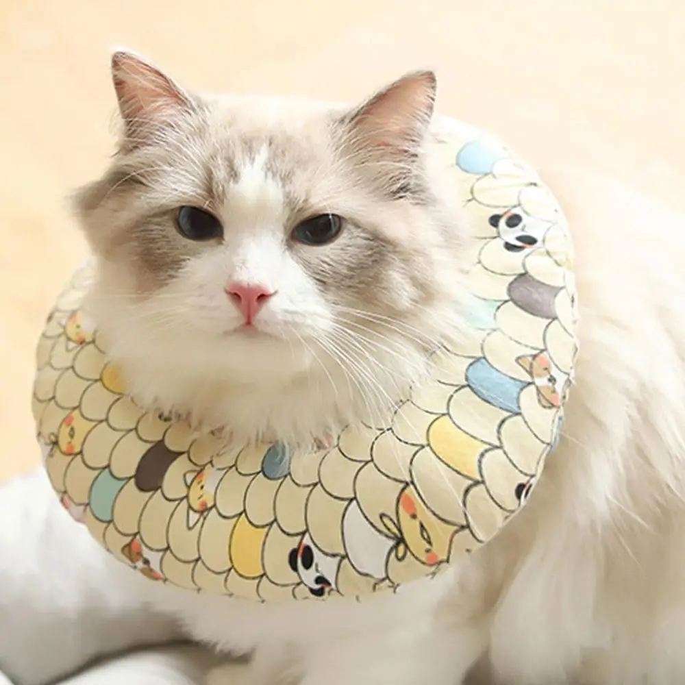 Distinctive Circle Cat Anti-bite Collar Anti-scratch Soft Headgear Dog Pet Sterilization Shame Cotton Ring Cover on - Оригинальный круглый котовый противокусательный ошейник противоцарапающий мягкий головной убор для собак и домашних животных для стерилиз