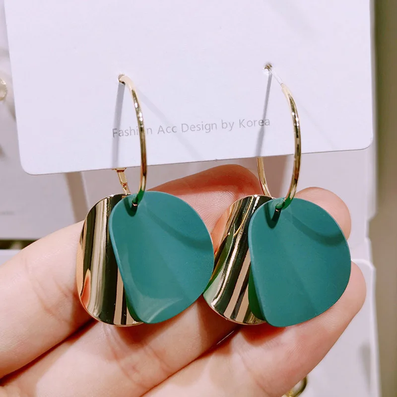 Модные золотые металлические серьги капли геометрической формы для женщин