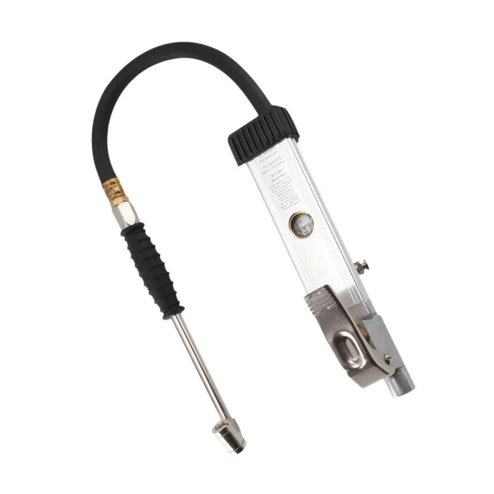 

Portative Professional Multi-functional Tire Pressure Meter Air Inflator Gauge Decompression Tool for Truck Motorcycle Car Silve