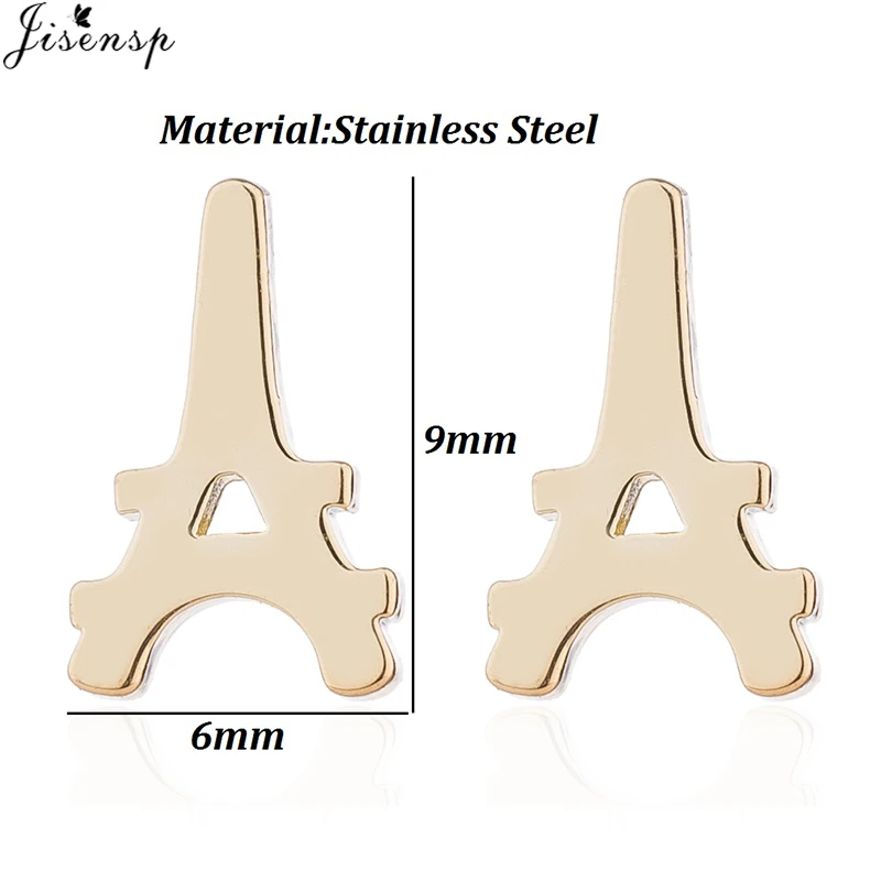 Серьги-гвоздики Jisensp из нержавеющей стали с изящной Эйфелевой башней уникальный
