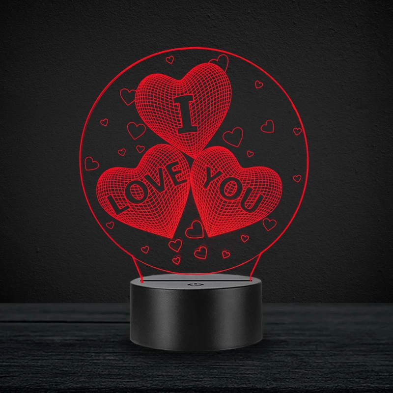 Я люблю тебя сердце предложение любовник День Святого Валентина 3D лампа RGB