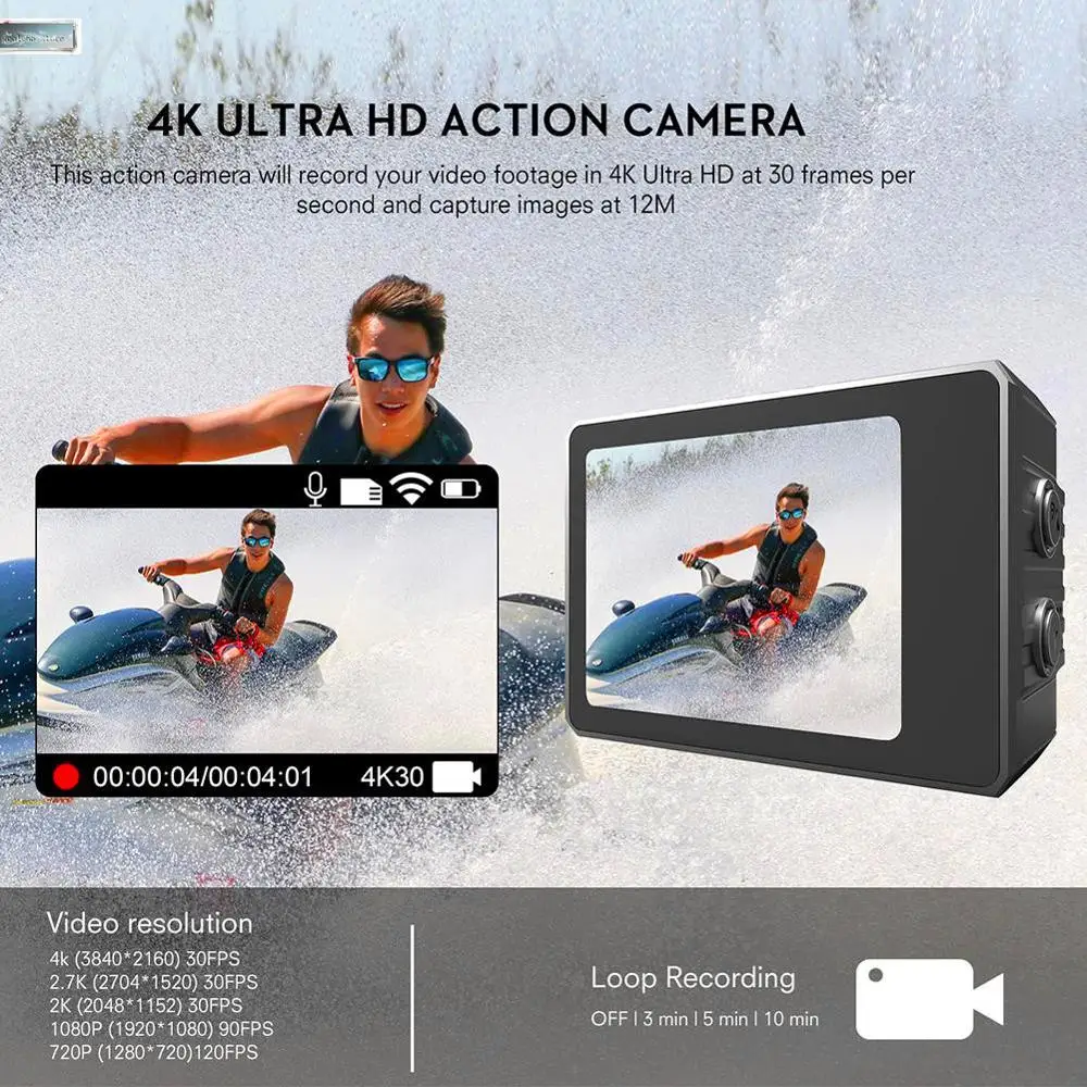 Спортивная камера EastVita F500 4K wifi экшн-Спортивная камера Ультра HD Водонепроницаемая подводная видеокамера HDMI ЖК-дисплей