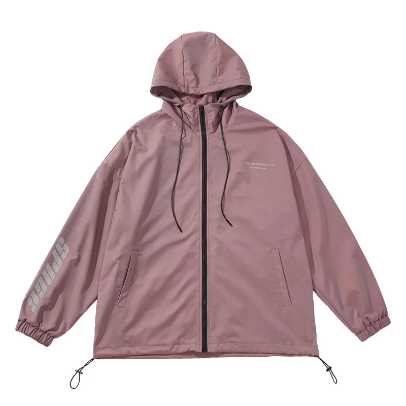 

2020 Autumn New Streetwear Colorful Hooded Jacket Causal Reflective Letter Print Jacket Coat Men Windbreaker Men Clothing