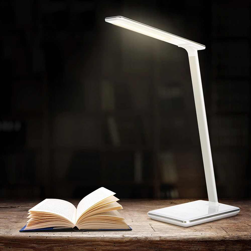 LED Desk Lamp Table Folding 4 Light Color Temperature Office Wireless Desktop Charger USB Output Bottom Foam | Лампы и освещение