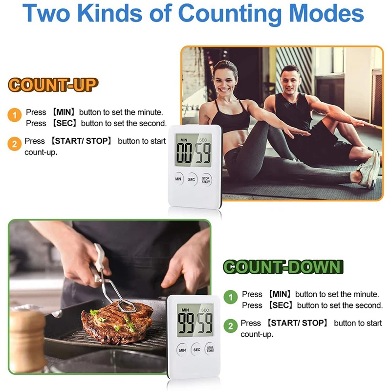 

Digital Kitchen Timer with An Alarm Remind Function Count Up and Countdown with Large LCD Display for Cooking