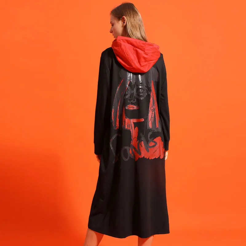 Max LuLu новые корейские модные роскошные уличные женские длинные платья с капюшоном с принтом женские винтажные Лоскутные Повседневные платья