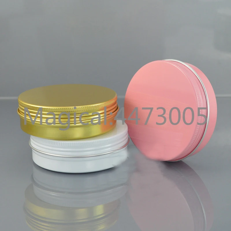 

100g ML refillable box pink/white/gold empty round aluminum metal tin cans bottle 83*28 cosmetic cream box DIY jar Aluminum Pot