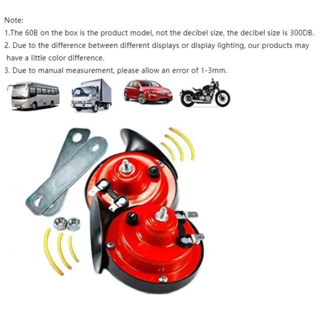 

2pcs Super 300 DB Train Horn for Trucks Car Styling 12V Electric Snail Horn Air Horn Raging Sound for Motorcycle Car Accessories