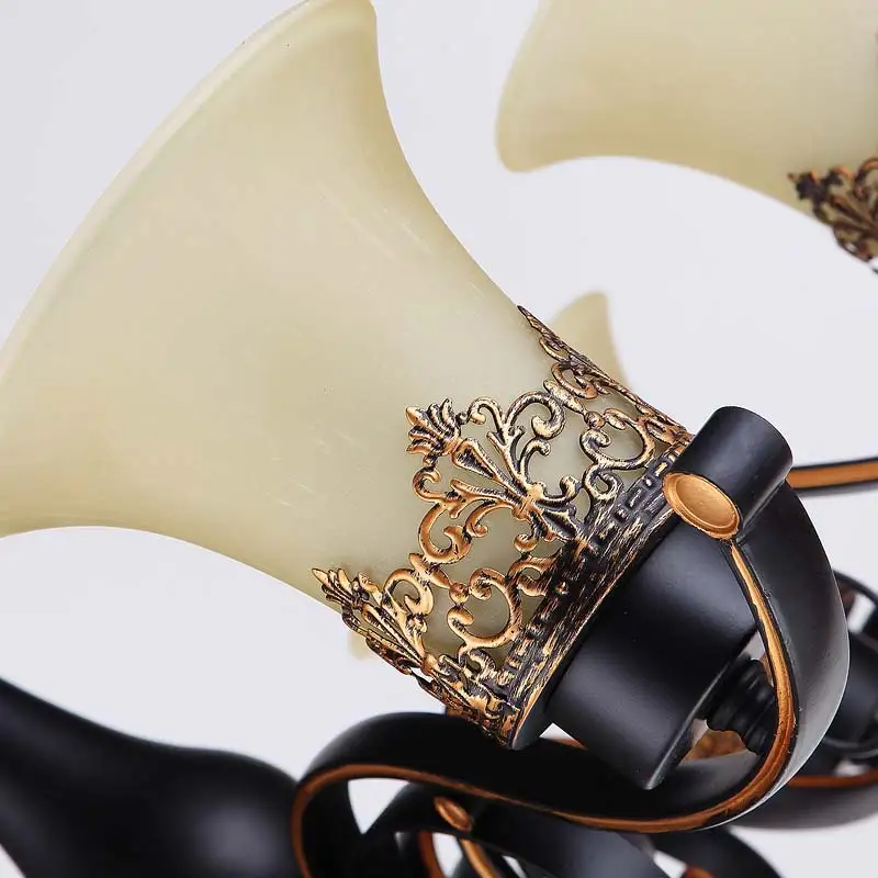 Винтажная черная люстра освещение блеск стеклянная лампа абажур для гостиной