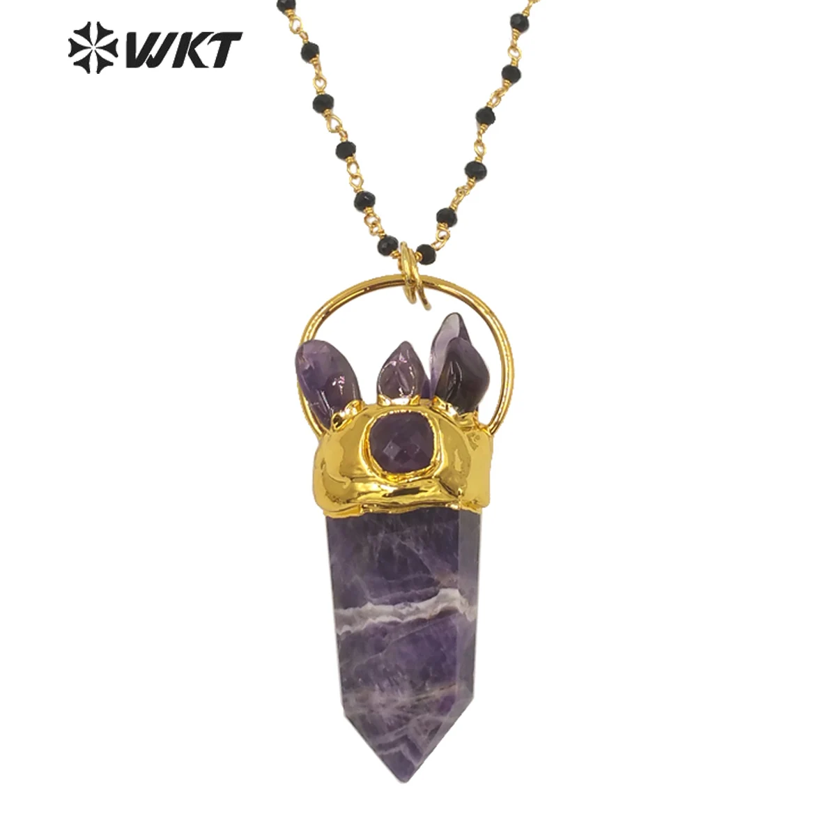 WT-N1274 WKT заводская цена женское фиолетовое ожерелье из натурального камня с