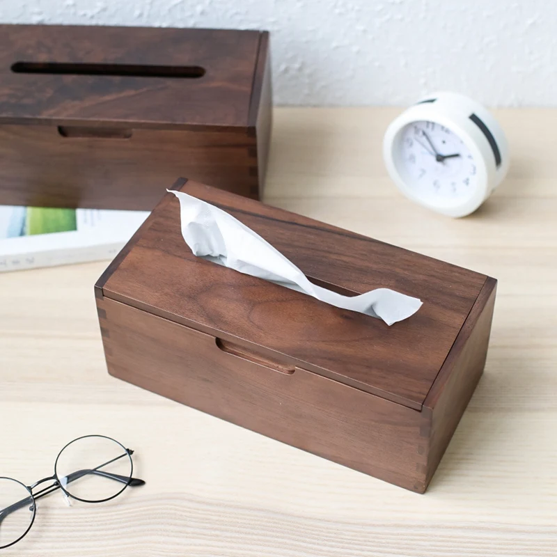 Японский стиль черный орех Коробка для салфеток держатель Деревянный диспенсер