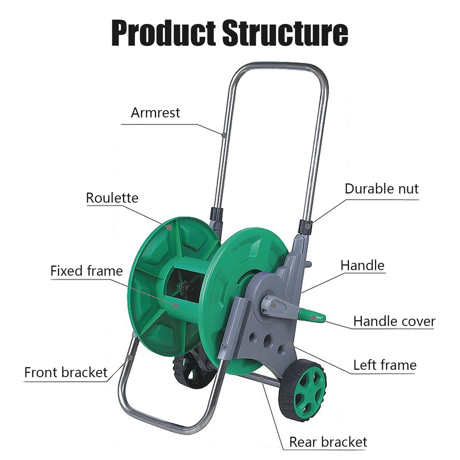 Портативная тележка с катушкой футов садовая для водяного шланга колесами