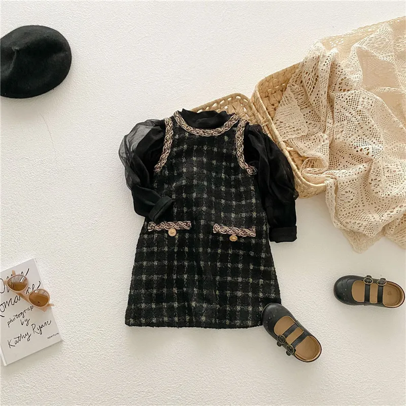 

EnkeliBB Children Girls Autumn Winter Black Dress Lady Style Kids Fashion Tank Dresses Brand Designer Trends Black Dress