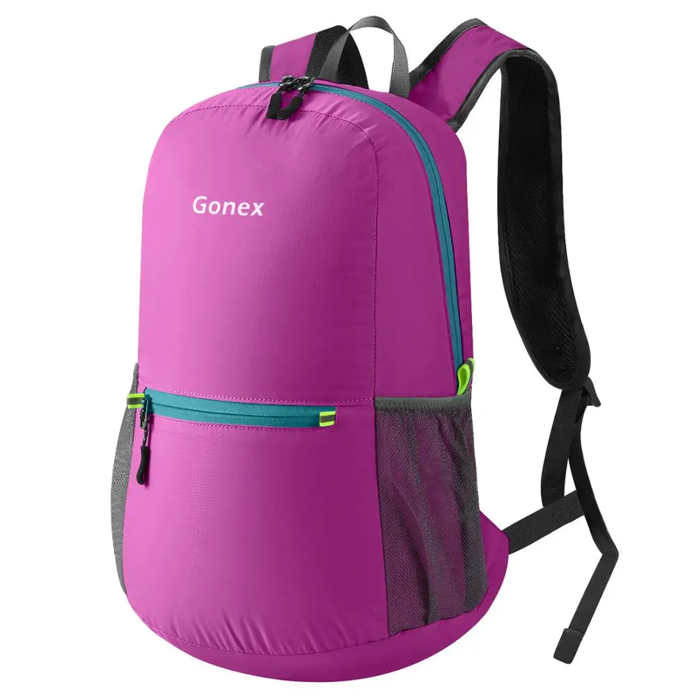 Rose red Gonex 20L сверхлегкий рюкзак, водонепроницаемый складной рюкзак, нейлоновая сумка для школы, путешествий, пеших прогулок, спорта на открытом воздухе,, семейная активность - Цвет: Rose red