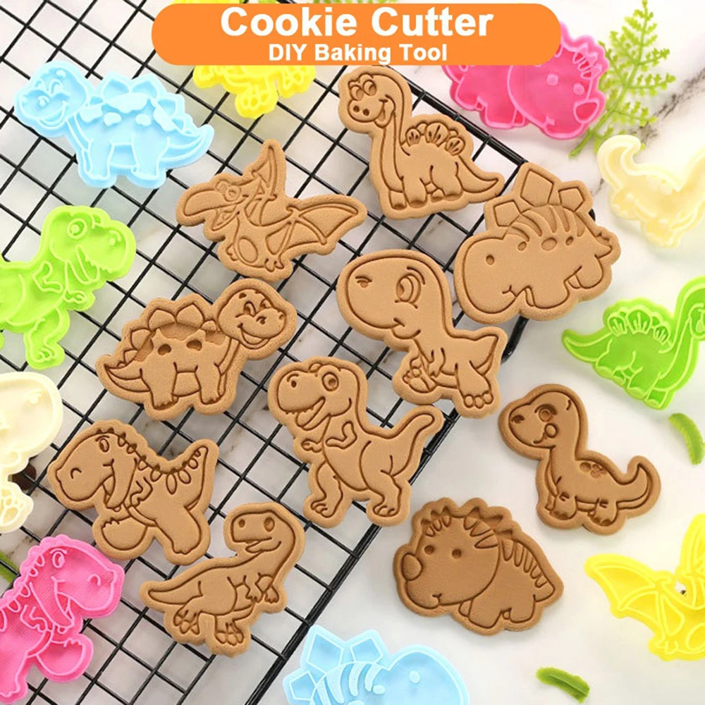 

1 Pcs Cute Dinosaur Cookie Cutters Cartoon Biscuit Mold Cookie Cake Decoratiing Stamp Kitchen Baking Tool