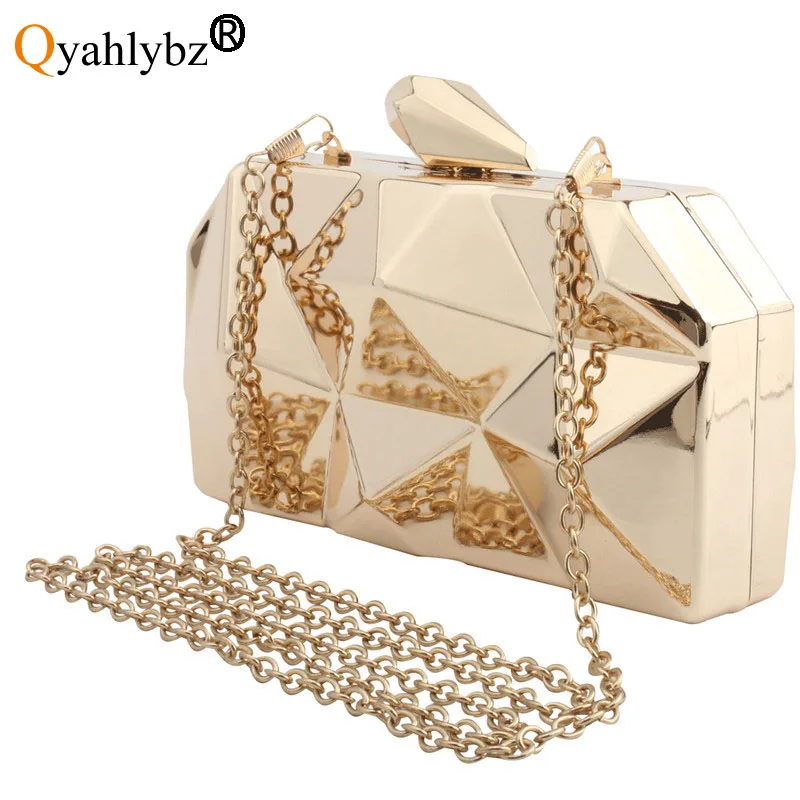 

Qyahlybz band metal hand dinner bag tide slung chain shoulder banquet dress clutch bag female purse luxury designer handbag