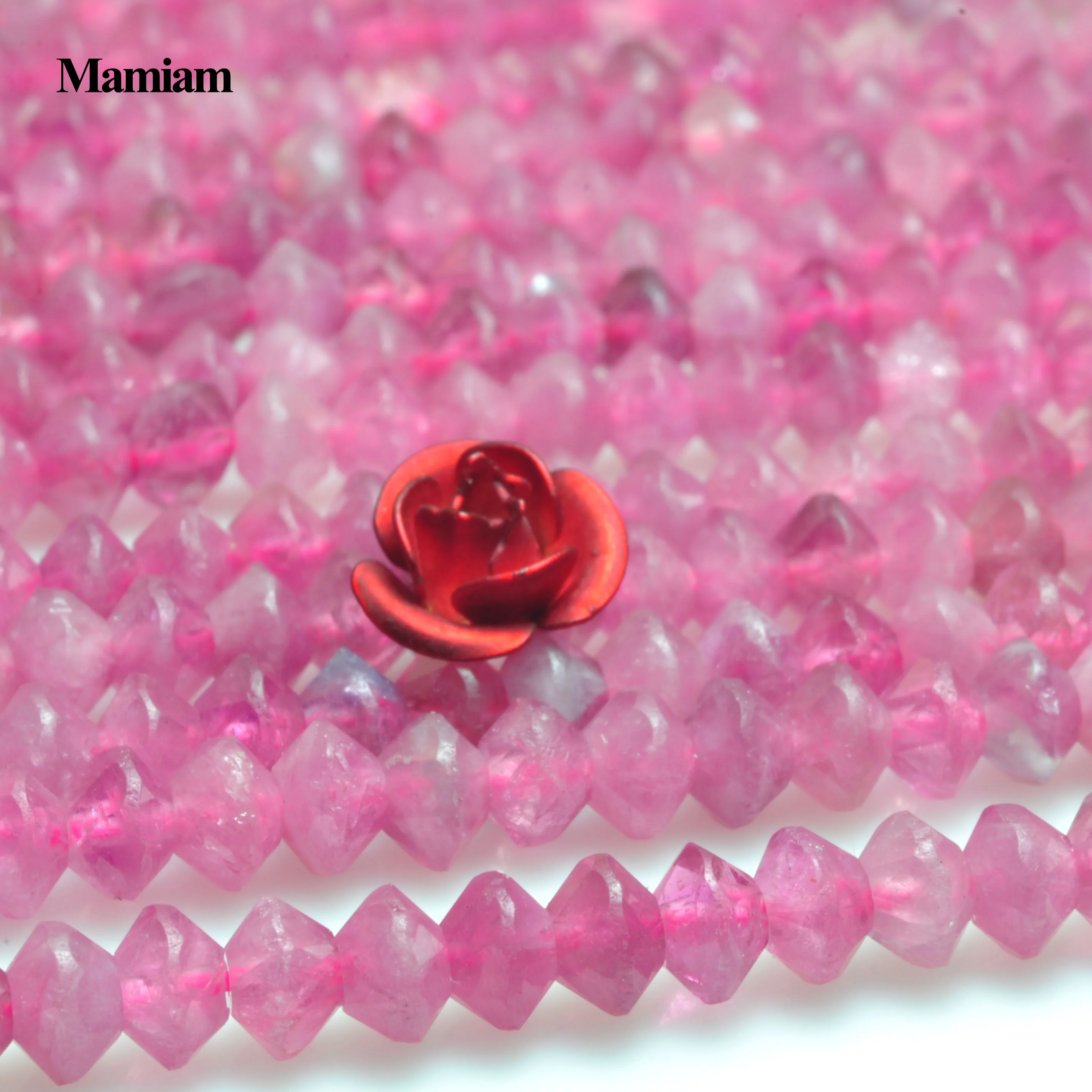 

Mamiam Natural A Pink Tourmaline Faceted Rondelle Disc Tiny Beads Loose Stone Diy Bracelet Necklace Jewelry Making Gift Design