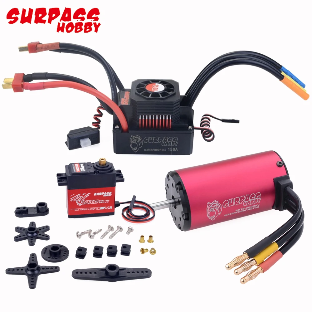 Surpass Hobby 4076 2000KV/2250KV Водонепроницаемый бесщеточный двигатель с 120A/180A ESC для 1/8 р/у