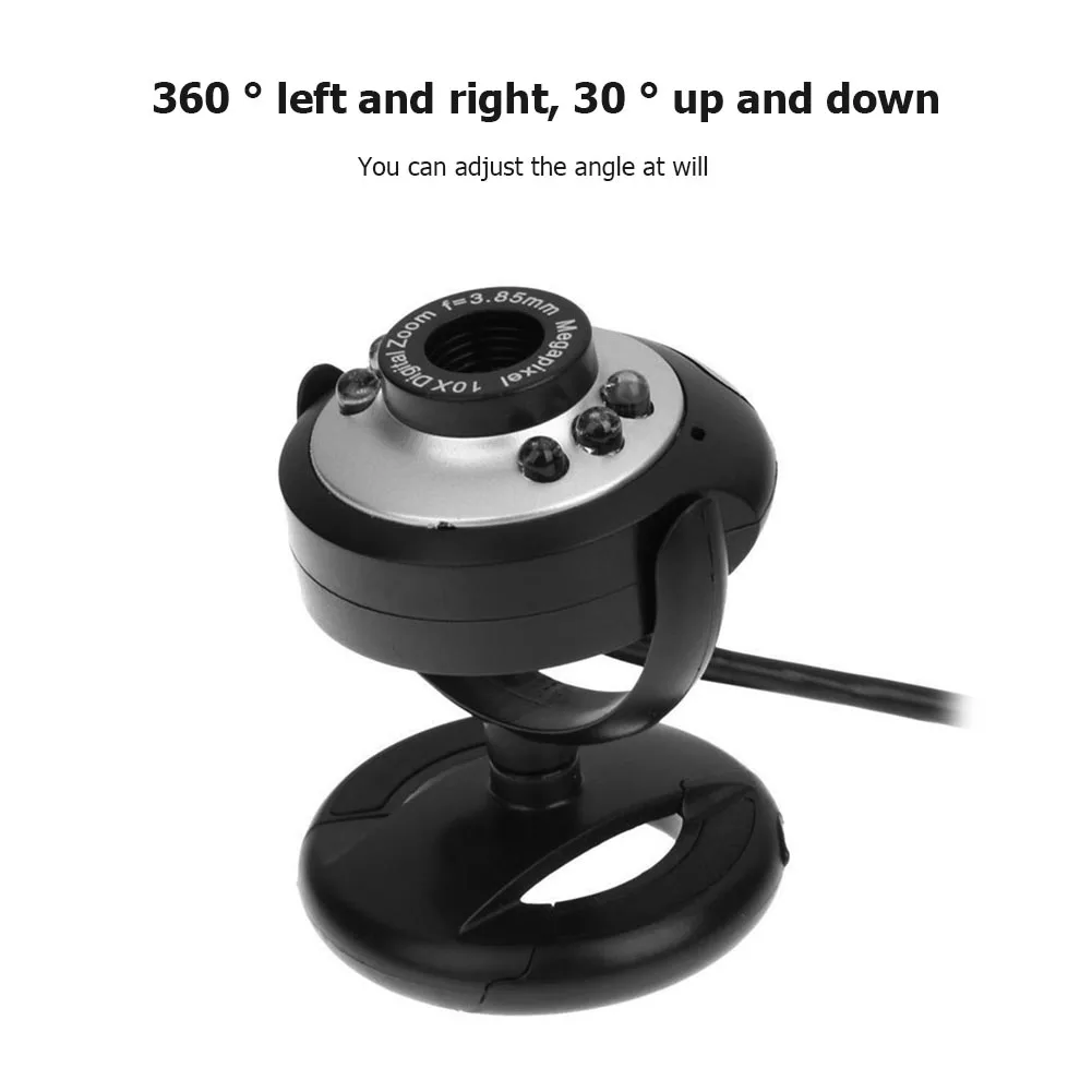 

0.3MP HD Webcam with Built-in Microphone 6 LED Night USB Driver Free Web Camera for Windows 8 7 XP