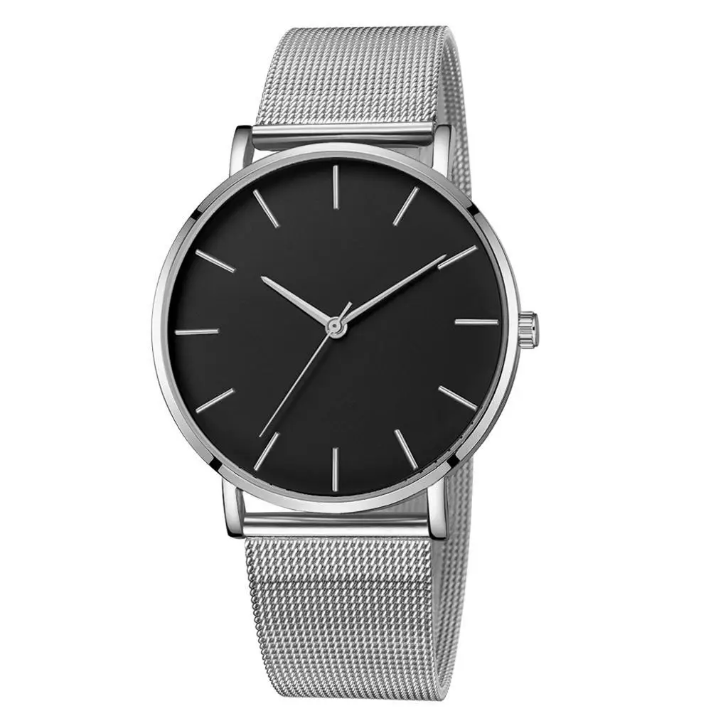 Silver black Женские часы классические повседневные женские часы из нержавеющей стали модные женские кварцевые часы, простой 38 мм reloj mujer montre femme - Цвет: Silver black