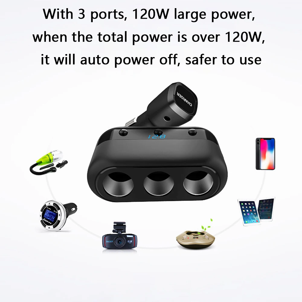 GTWIN Dual Type-C USB Car Cigarette Lighter Socket Splitter Plug 3.1A Charger Power Adapter 120W Detection For Phone DVR GPS | Мобильные