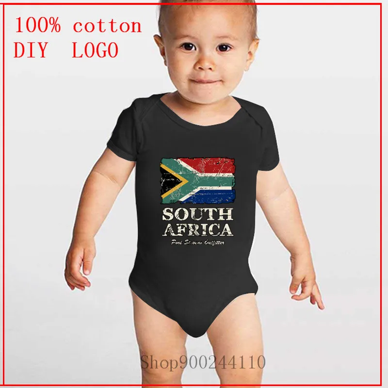 

South Africa Flag Fingerprint Designs Bodysuit Baby Newborn Baby One-Pieces Summer Unisex Jumpsuit Infant Short Sleeve For Baby