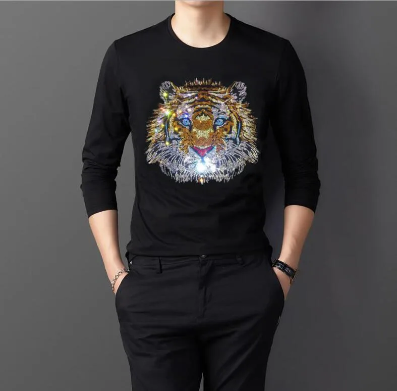 

Hot drill long tshirt Rhinestones Men Pants Streetwear long shirts