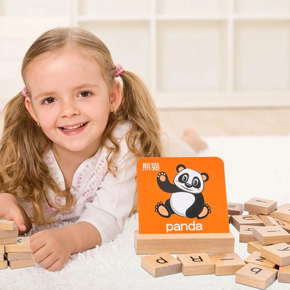 

1 Set Wooden English Letters Building Block Toys Early Educational Toys