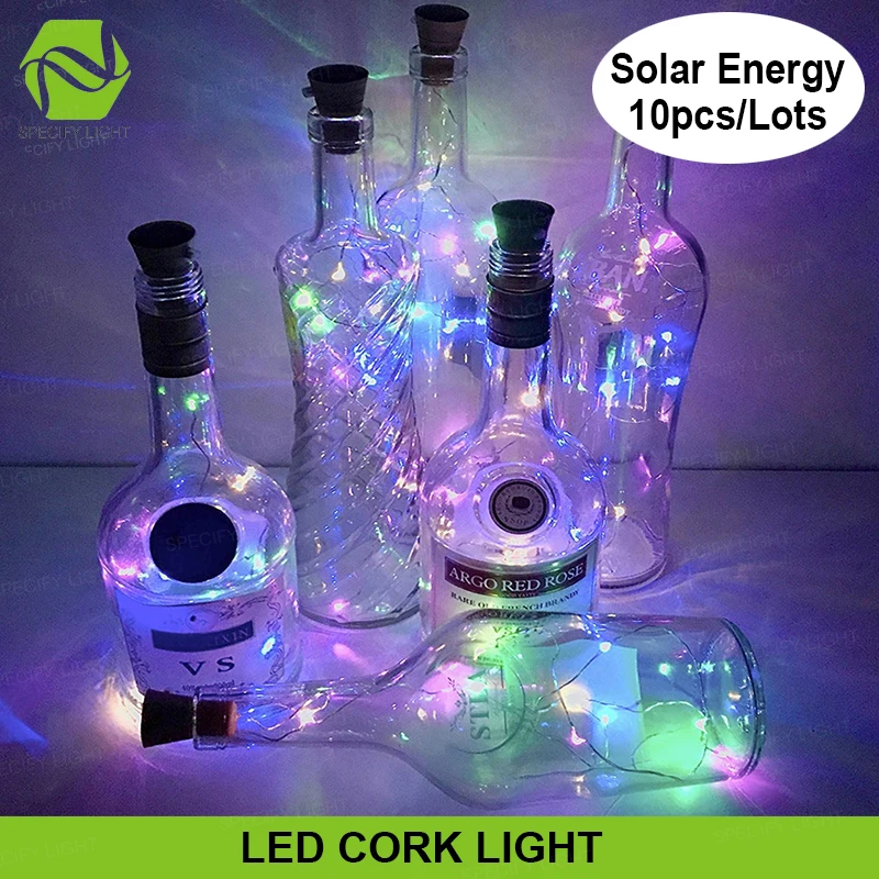 10 шт./лот светодиодный солнечный свет приведенный в действие винная бутылка