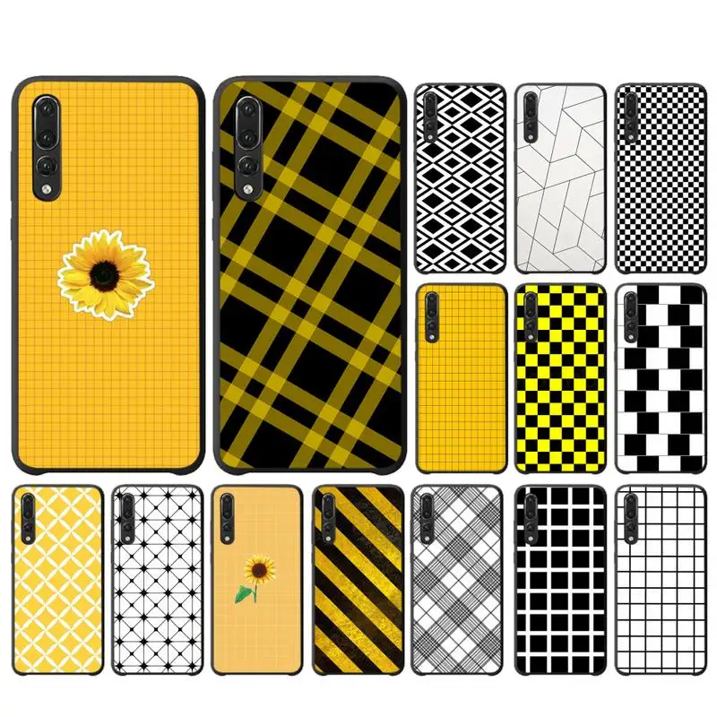 

Yinuoda Black white Yellow Grid Phone Case For Huawei P9 P10 P20 P30 P40 Lite P20Pro P30Pro P40Pro Psmart