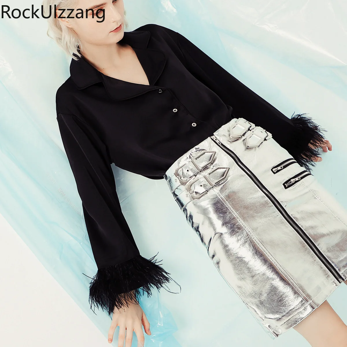 Роскошная женская блузка с длинным рукавом и пуговицами из искусственного меха