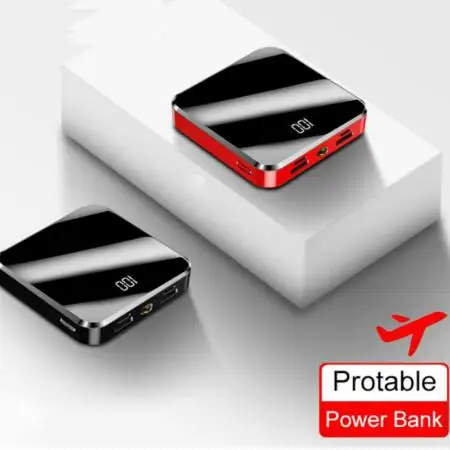 mini power bank 30000mah small size large capacity portable charger 2 usb mirror screen external battery for smart mobile phone free global shipping