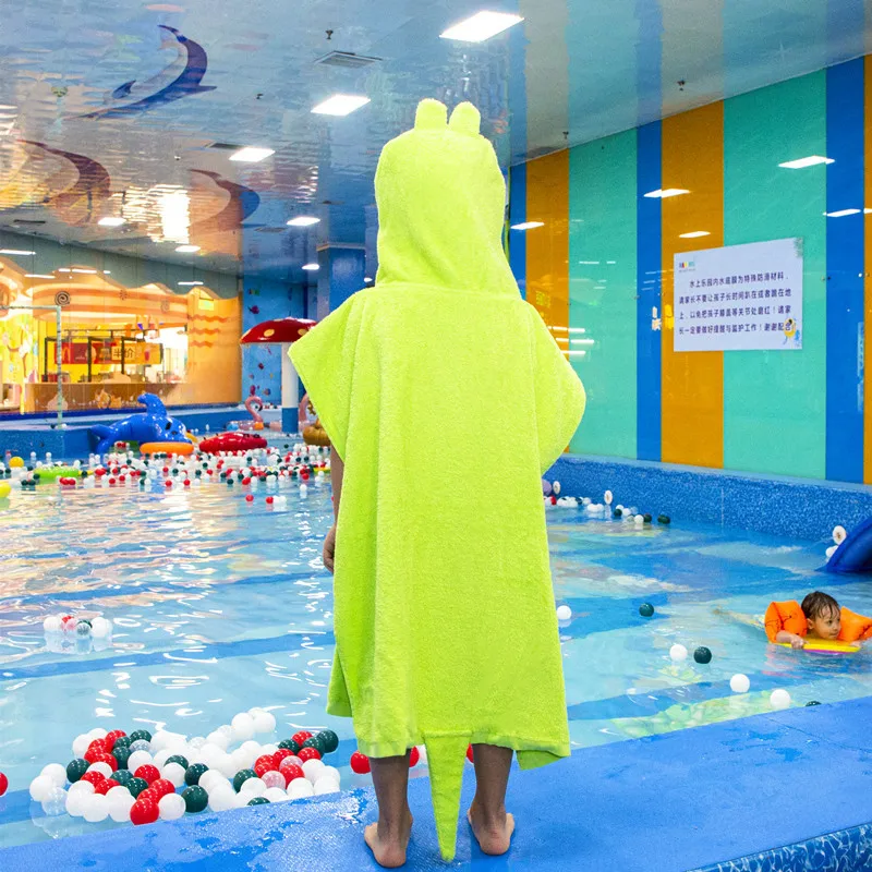 Новый хлопковый Простой 3D мультяшный пляжный пончо халат с капюшоном сменный для
