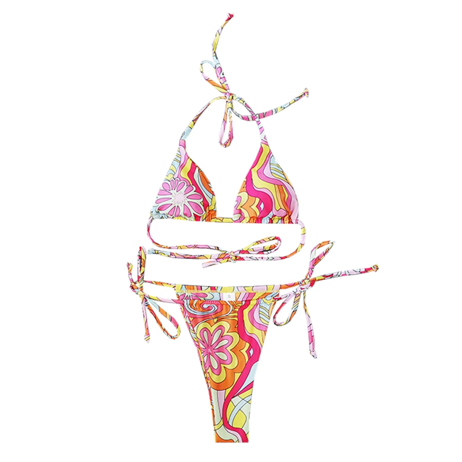 

Sexy Micro Bikini Set Floral Print Swimwear Women 2-piece Sexy Summer Spaghetti Strap Split Swimsuit Bikini Bikinis 2021 Mujer#G