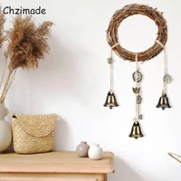 chzimade retro witch bells protection for door knob hanger wicker wind chimes clear negative energy witchcraft wicca home decor