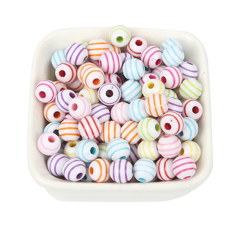 Бусины для изготовления ювелирных украшений круглые акриловые бусины в полоску