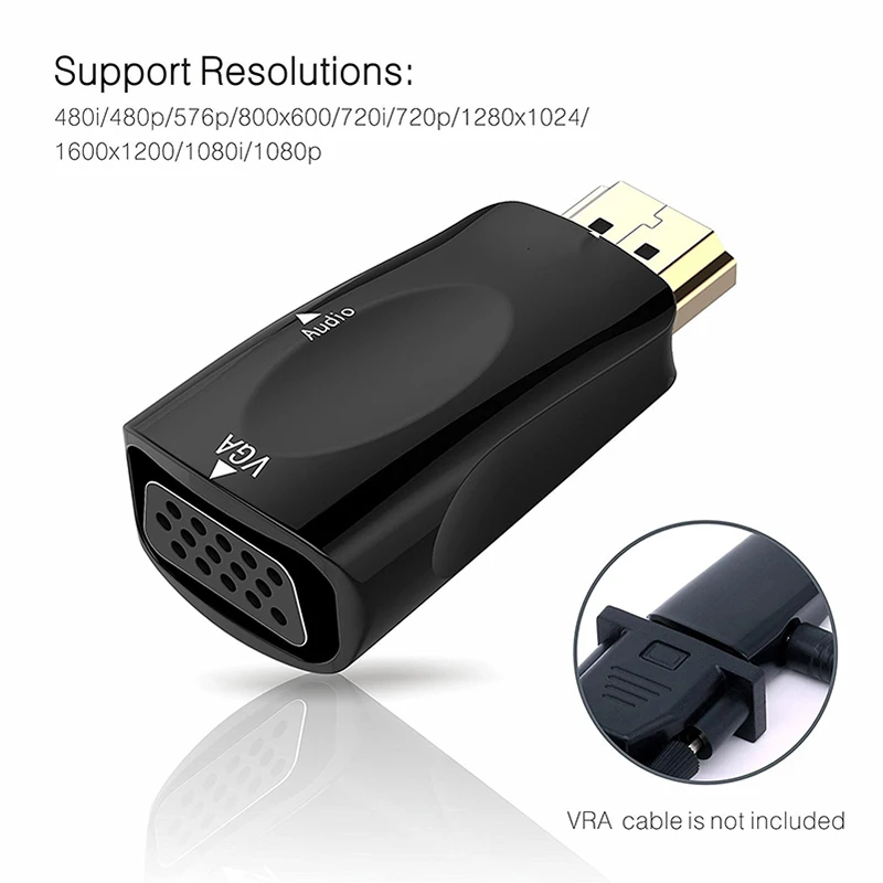 Felkin HDMI-compatible to VGA Adapter with Audio Cable HDMI Male Female 1080P Video Converter for HDTV Laptop Projector | Электроника