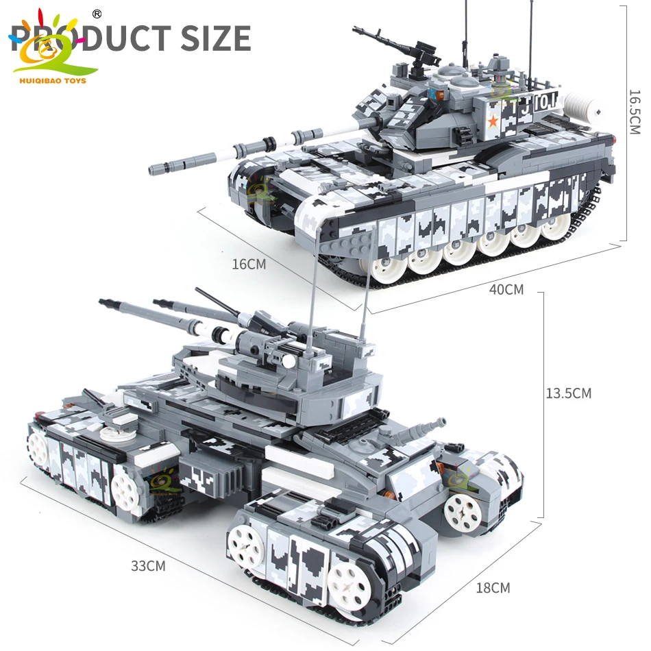HUIQIBAO 1640 Шт Военный боевой танк 99а бронированные строительные блоки для