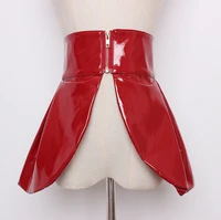 fashion leather girdle zao xing gan waist leather skirt decoration wide belt shape mock two piece female harajuku women belt