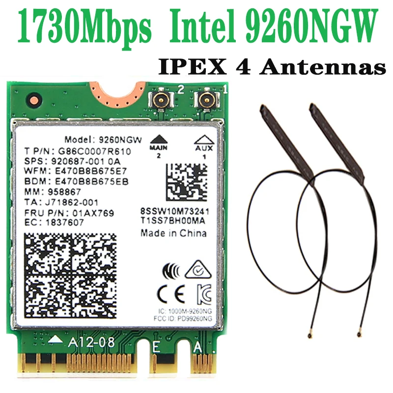 

2030Mbps Dual Band Wireless Adapter Intel 9260 AC 2.4G/5Ghz M.2 Wifi Network Card 9260NGW 802.11ac Bluetooth 5.0 For Windows 10