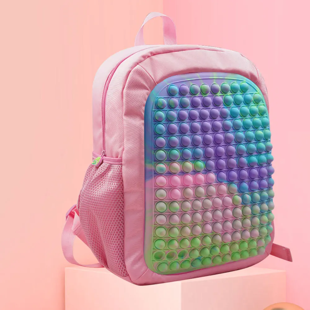 Rainbow Pop Push Bubble Sensory Fidget Toy Bag Popper Backpack Purse Poppet Shoudler Bag Fidget Backpack School Supplies for Kid enlarge