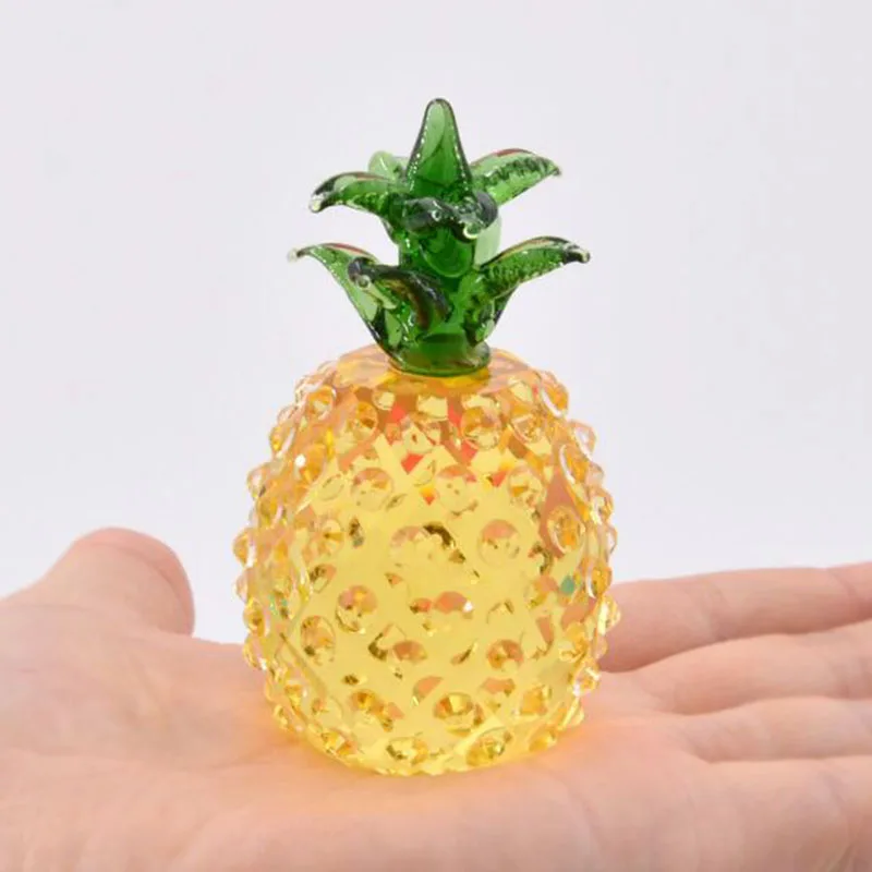 Желтый ананас из кристаллов украшения пресс папье стекла ремесла фэншуй фигурка